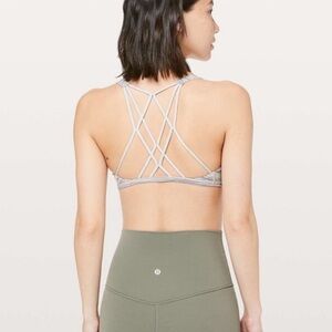 Lululemon Free To Be Zen Sports Bra Space Dye Camo White Silver Size 4 Women’s